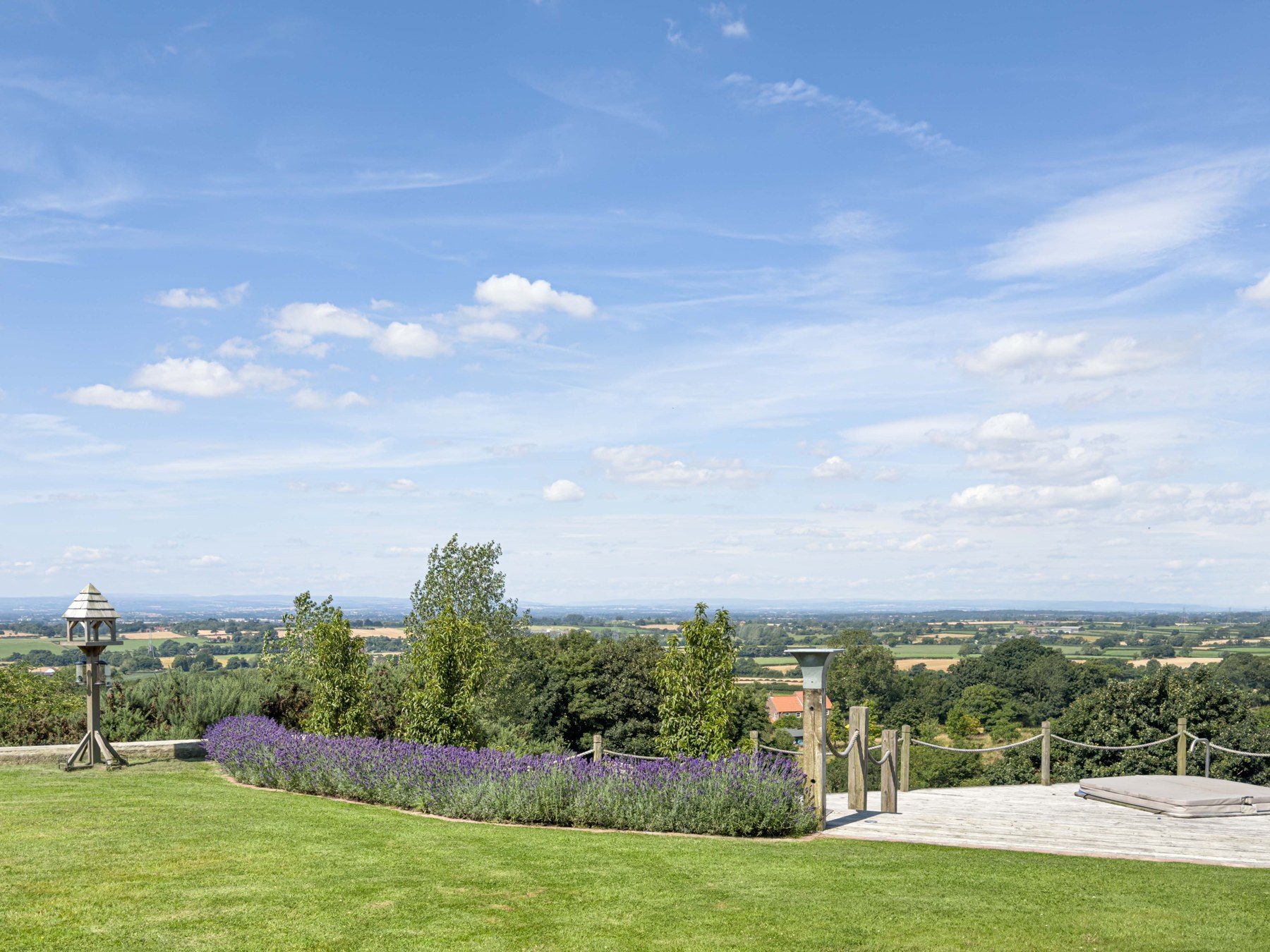 Lavender beds along the lawn above the terrace